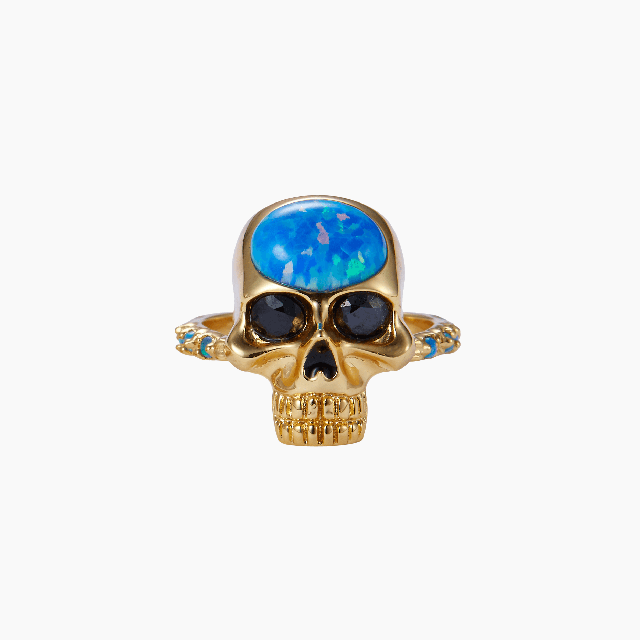 blue opal skull ring