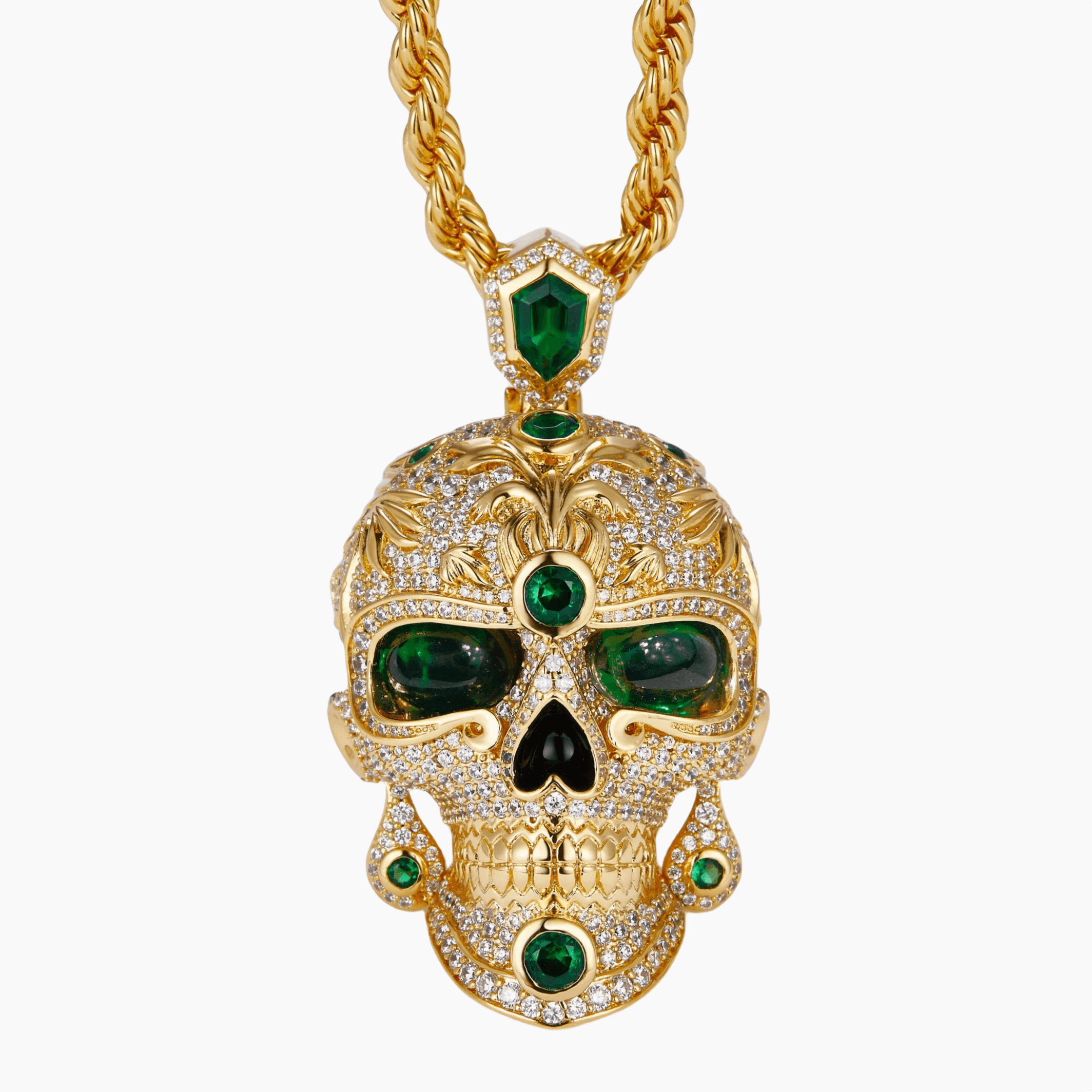 gold skull necklace for men 18k Gold Japanese Samurai Iced Gold Skull 