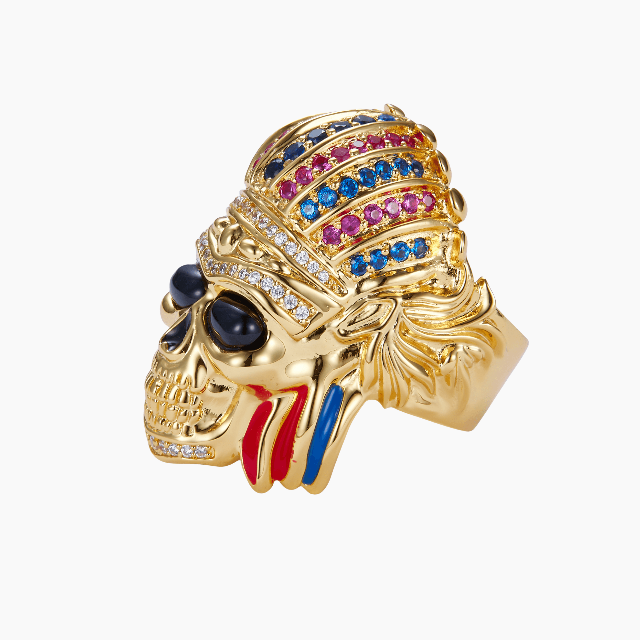 gift for music men  -lawzskull 18k Gold Men's American Indian Skull Ring