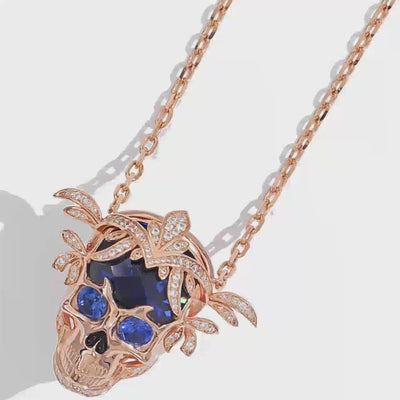 gothic necklaces women goth jewelry women skull jewelry women gothic skull skull rose gold skull sapphire necklace skull necklace for women 18k Gold Skull, Rose Gold Skull Beauty Necklace for Women with Sapphire