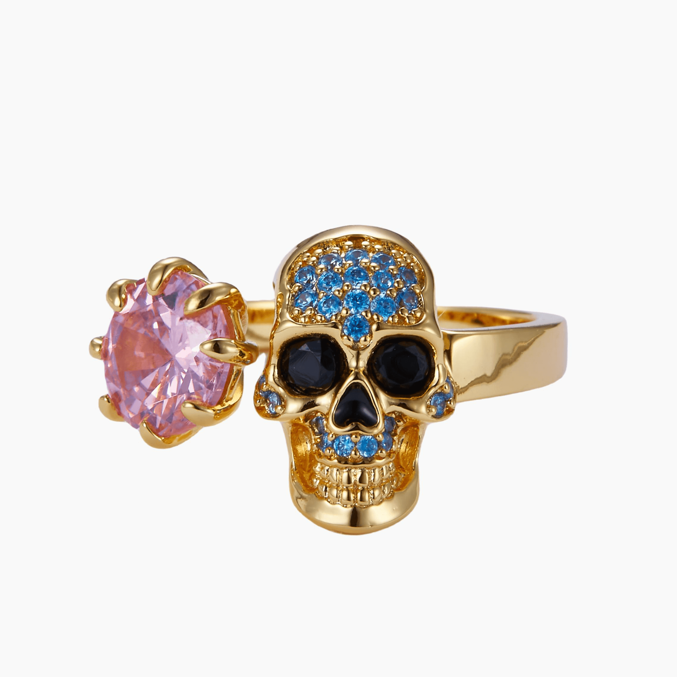 Pink skull ring, crystal skull ring, Arabian Red Hat Gold Skull Pendant Necklace